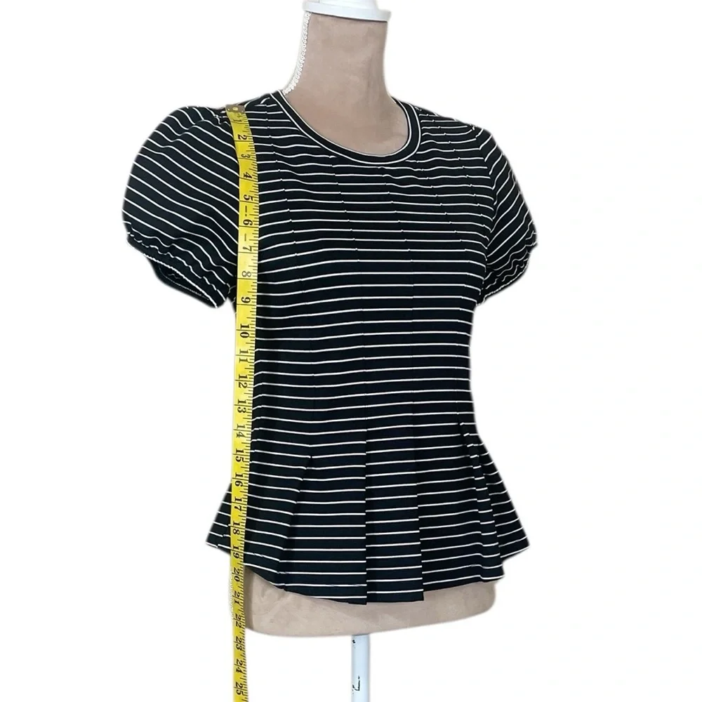 EUC Maeve for Anthropologie Corset Peplum Black and White Striped Blouse (G)